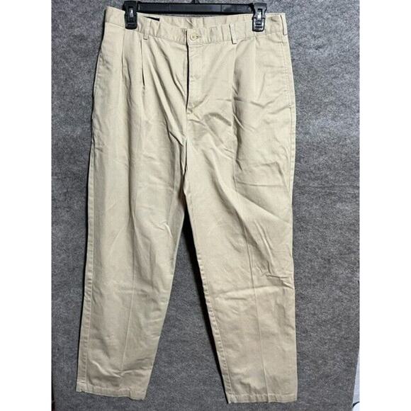 Lands End Chino Pants 36 Pleated Khaki Minimalist Preppy Frat Boy Quiet Luxury - Picture 1 of 7